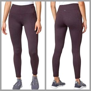 Mondetta Leggings Performance Luxury Brushed Jacquard Size Large Maroon Wine